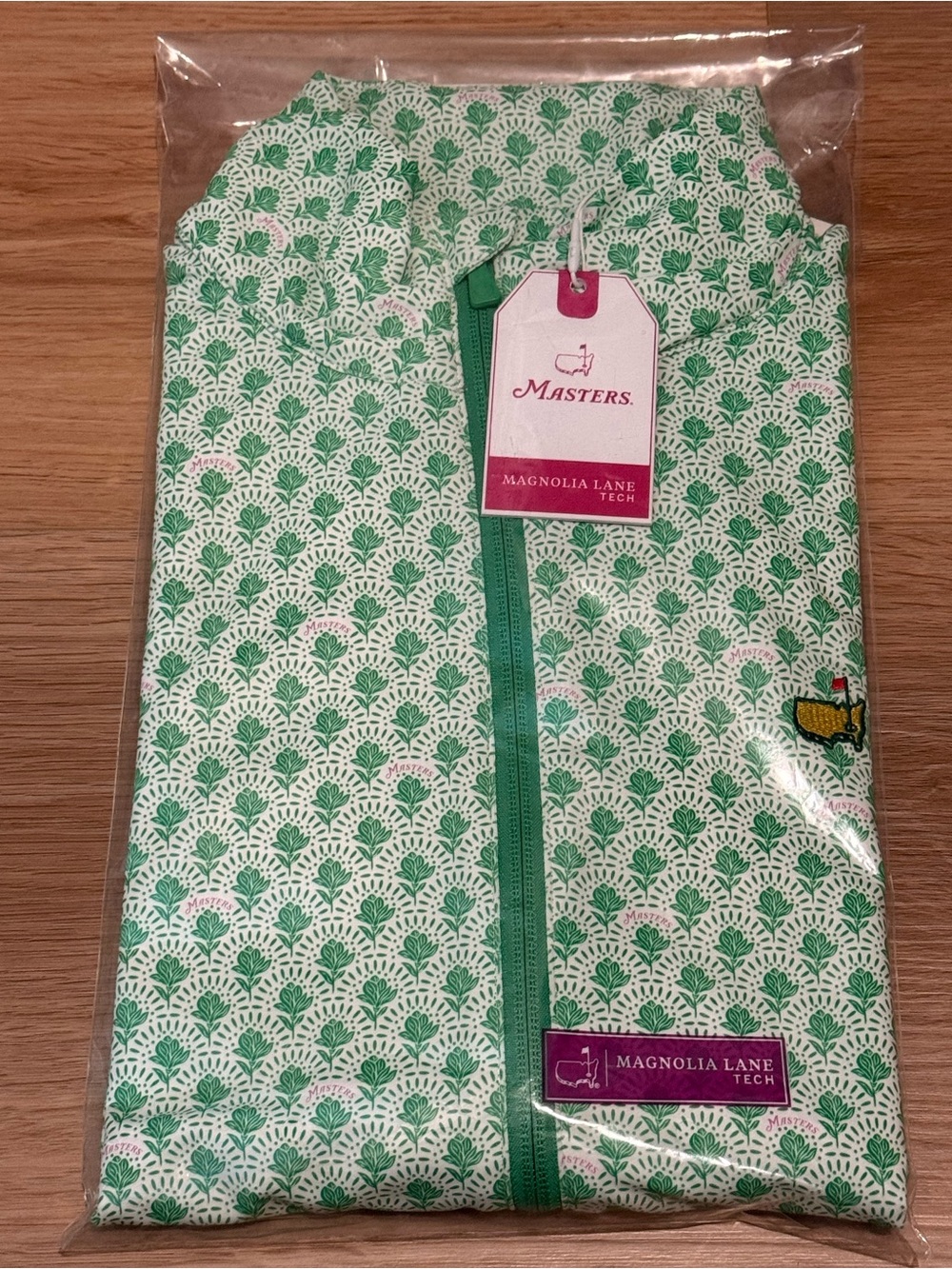 Masters Magnolia Lane Green & White Patterned Golf Polo